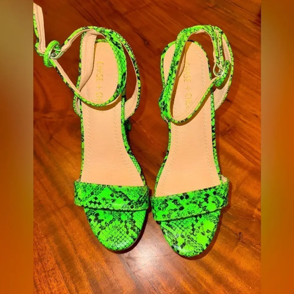Nordstrom: Lime Green faux Snakeskin Platform Heels NWOT SZ 7